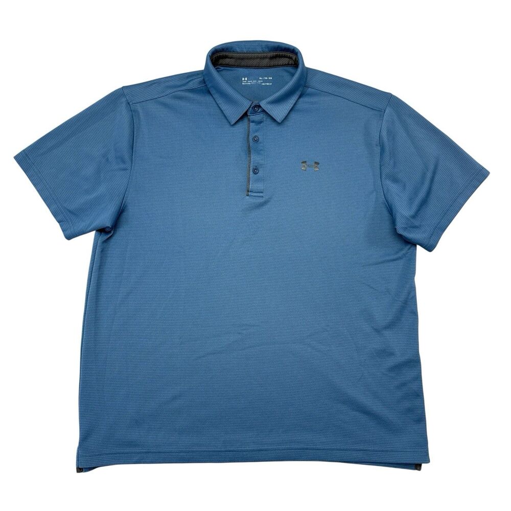 Under Armour Golf Polo Shirt Mens Size XL Blue Loose Fit Shirt Sleeve